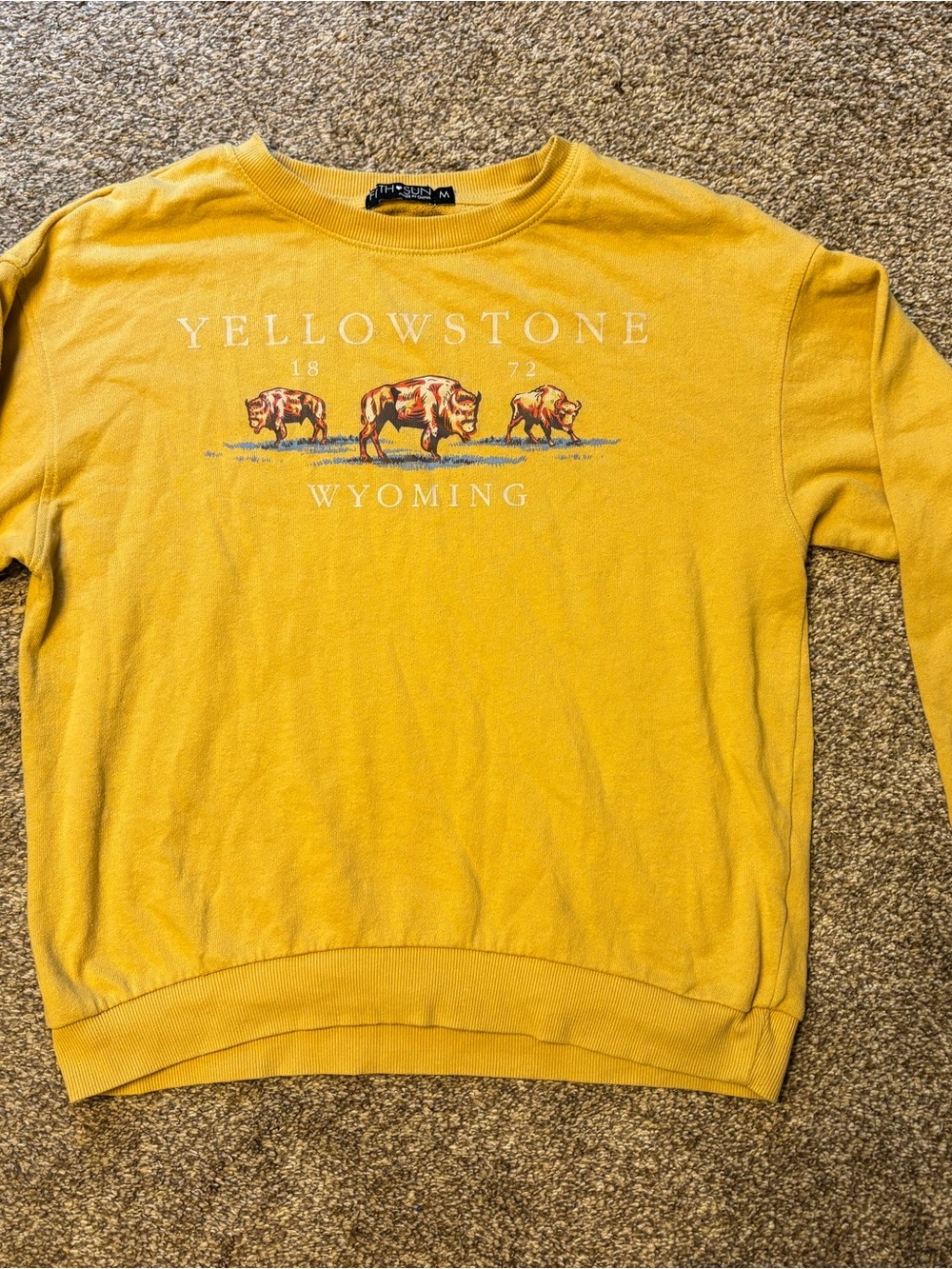 Fifth Sun Yellowstone Wyoming Mustard Yellow Crewneck Sweatshirt